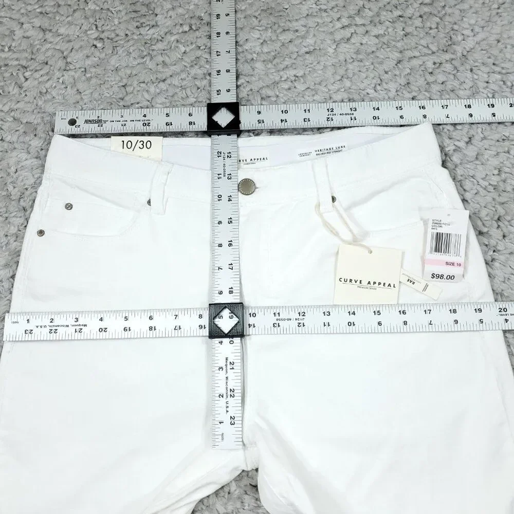 Curve Appeal Rae High Rise Straight Jeans Size 10 30 White Concealed Comfort - Picture 7 of 8